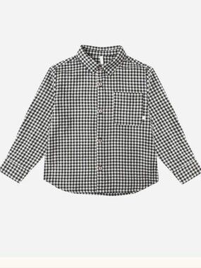 Rylee + Cru Collared Long Sleeve Shirt - Black Gingham 12-18 Months